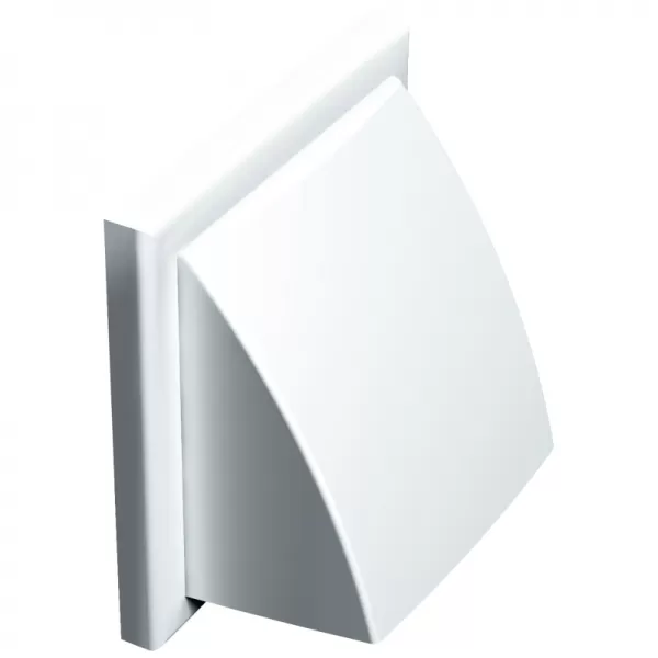 PVC větrací mřížka bez příruby se samotížnou klapkou 154x154 mm, bílá DALAP 8588