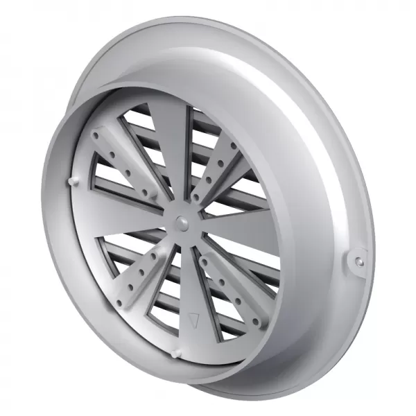PVC větrací mřížka s přírubou a mechanicky ovládanou žaluzií Ø 100 mm, bílá DALAP 8584