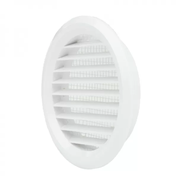PVC větrací mřížka kruhová s přírubou a síťkou Ø 125 mm, bílá DALAP 8581