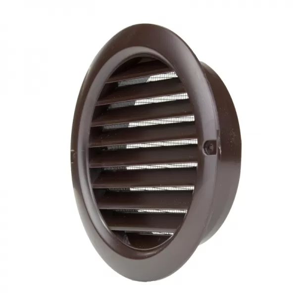 PVC větrací mřížka kruhová s přírubou a síťkou Ø 125 mm, hnědá DALAP 8682