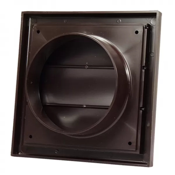 PVC větrací mřížka s přírubou a samotížnou žaluzií, 154x154 mm / O 100 mm, hnědá DALAP 8681