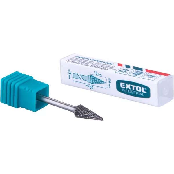 Fréza karbidová konická-jehlan, 6x13mm, stopky 3mm Extol Industrial 8703893