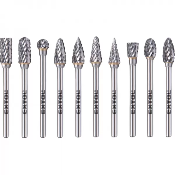 Frézy karbidové sada 10ks EXTOL INDUSTRIAL 8703810