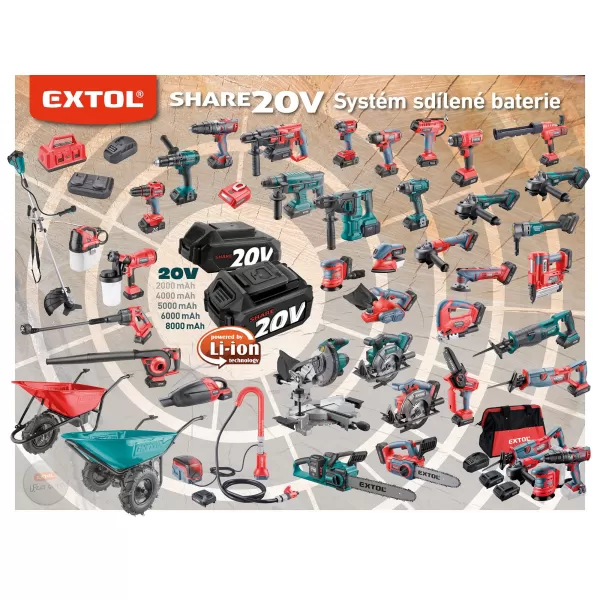 Aku leštička orbitální 20V/2,0 Ah SHARE20V 150mm BRUSHLESS Extol Industrial 8791844