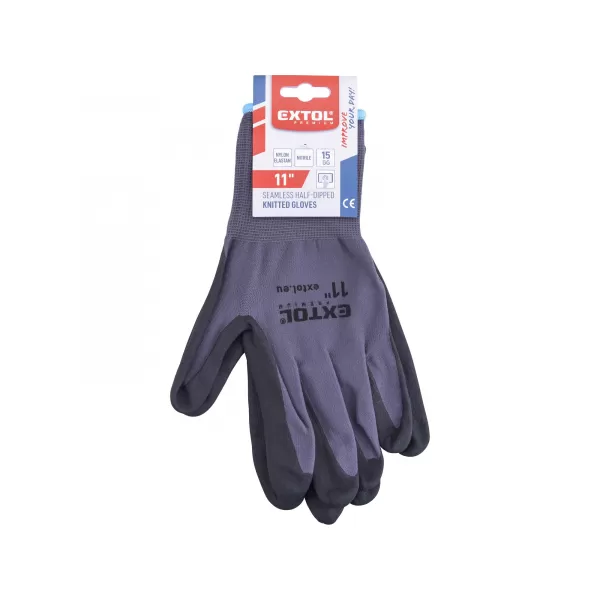 Rukavice nylonové, bezešvé, polomáčené v nitrilu, velikost 11' Extol Premium 8856683