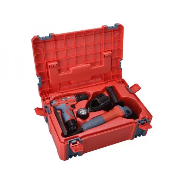 Aku vrtačka a úhlová bruska 125mm v plastovém boxu EXTOL PREMIUM 8898311