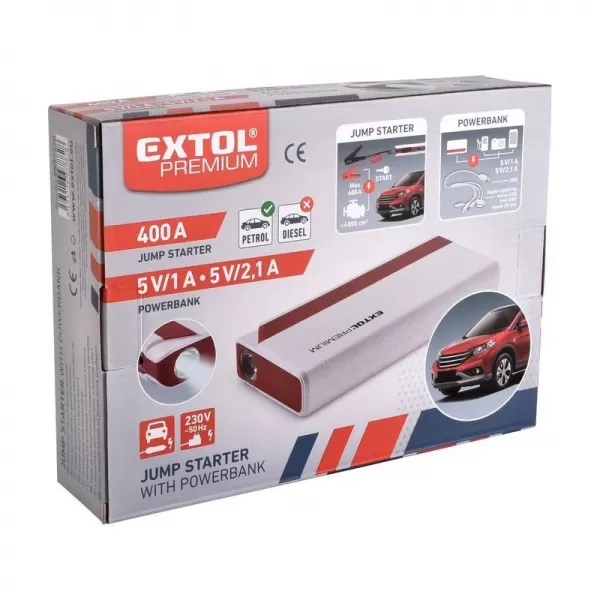 Jump startér pro benzínové motory + powerbanka 5V EXTOL PREMIUM 8897320