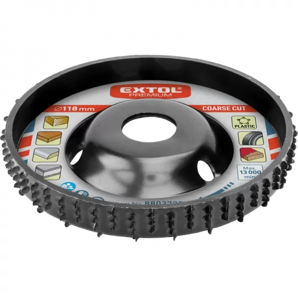 Kotouč rašplový/frézovací na dřevo, 118x18x22,2mm, hrubý sek EXTOL PREMIUM 8803720