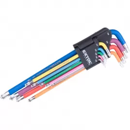 L-klíče TORX prodloužené barevné, sada 9ks, s kuličkou, T10-50, S2 EXTOL PREMIUM 8819416