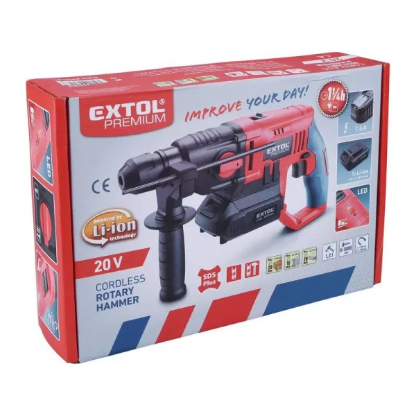 Aku vrtací kladivo SDS plus, 2,0Ah EXTOL PREMIUM 8891818