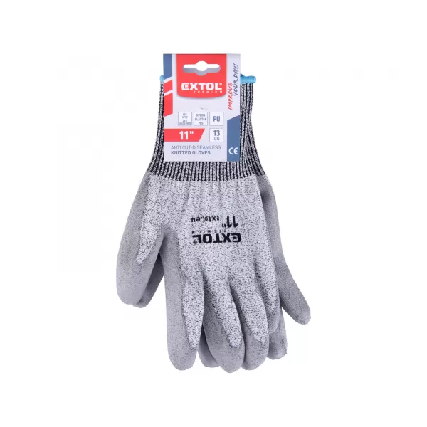 Rukavice s vysokou odolností proti prořezu, polomáčené v PU, velikost 11' Extol Premium 8856699