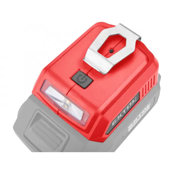 Nabíječka aku pro USB zařízení, se světlem, SHARE20V, bez aku, 5V/2A Extol Premium 8891896