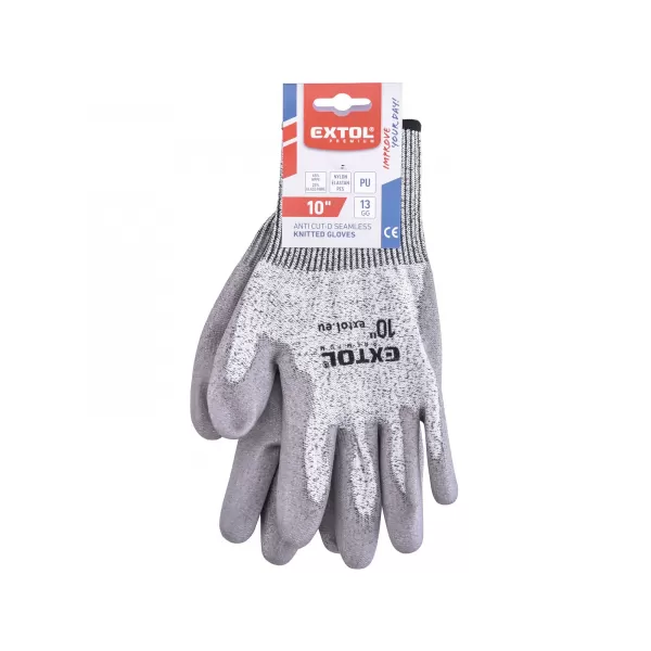 Rukavice s vysokou odolností proti prořezu, polomáčené v PU, velikost 10' Extol Premium 8856698
