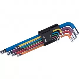 L-klíče IMBUS prodloužené barevné, sada 9ks, s kuličkou, 1,5-10mm Extol Premium 8819316