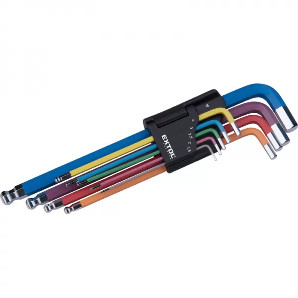 L-klíče IMBUS prodloužené barevné, sada 9ks, s kuličkou, 1,5-10mm Extol Premium 8819316