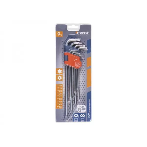 L-klíče TORX sada 9ks prodloužené T10-50 EXTOL PREMIUM 8819412