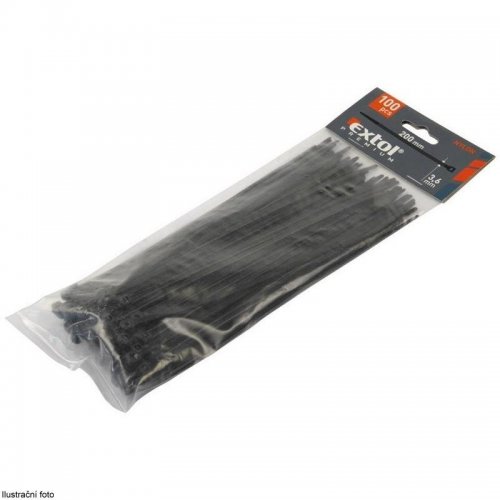 Stahovací pásky černé 380x7,6mm 50ks EXTOL PREMIUM 8856170