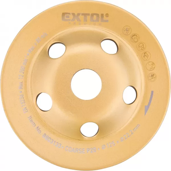 Kotouč diamantový brusný, 125x22,2mm, hrubý P20 EXTOL PREMIUM 8803133
