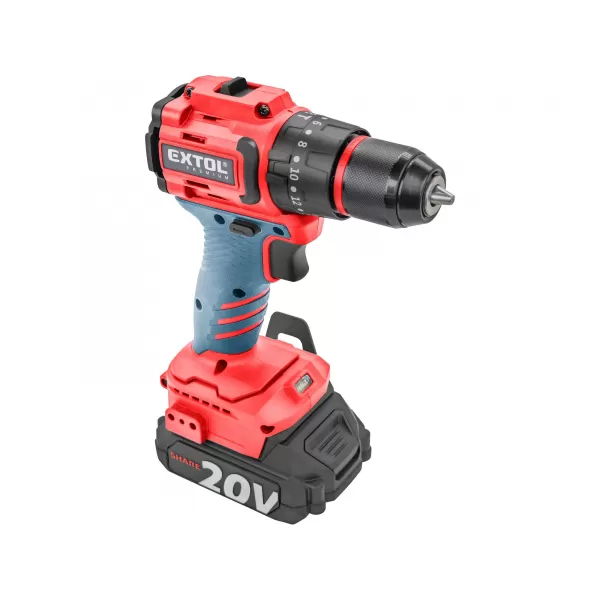 Aku vrtací šroubovák s příklepem 20V/2x2,0 Ah SHARE20V BRUSHLESS Extol Premium 8891806