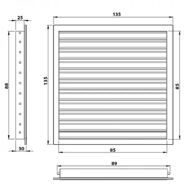 Větrací mřížka z vysoce kvalitního extrudovaného hliníku 100x100 mm, bílá DALAP 90490