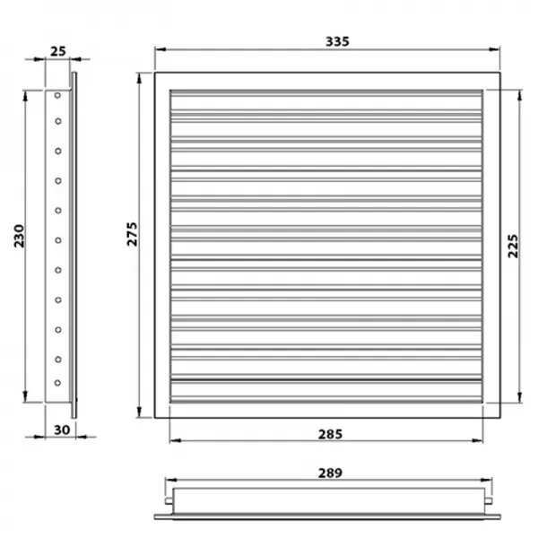 Větrací mřížka z vysoce kvalitního extrudovaného hliníku 300x250 mm, bílá DALAP 90497