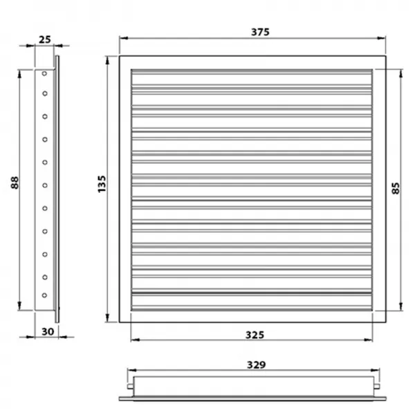 Větrací mřížka z vysoce kvalitního extrudovaného hliníku 350x100 mm, bílá DALAP 90498