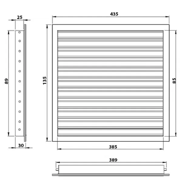 Větrací mřížka z vysoce kvalitního extrudovaného hliníku 400x100 mm, bílá DALAP 90376