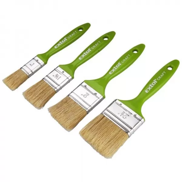 Štětce ploché sada 4ks 1-1,5-2-2,5" (25-38-50-63mm) plastová rukojeť, přírodní vlas EXTOL CRAFT 91510