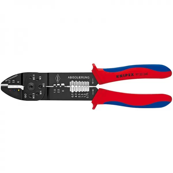 Lisovací kleště pro izolovaná kabelová oka + konektory Knipex 97 22 240