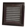 PVC větrací mřížka bez příruby s pevnou žaluzií a síťkou 154x154 mm, hnědá DALAP 9707