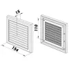 PVC větrací mřížka bez příruby s pevnou žaluzií a síťkou 154x154 mm, hnědá DALAP 9707