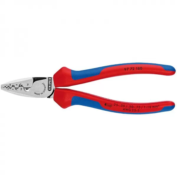 Lisovací kleště na koncové dutinky s čelním zaváděním Knipex 97 72 180