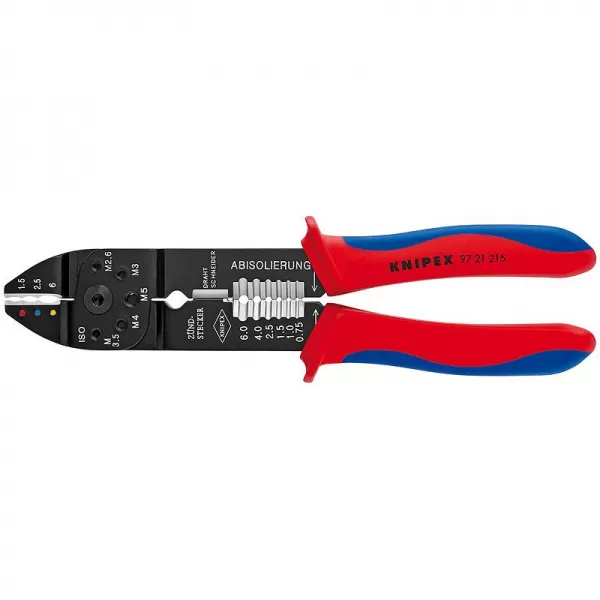 Lisovací kleště pro izolovaná kabelová oka + konektory Knipex 97 21 215