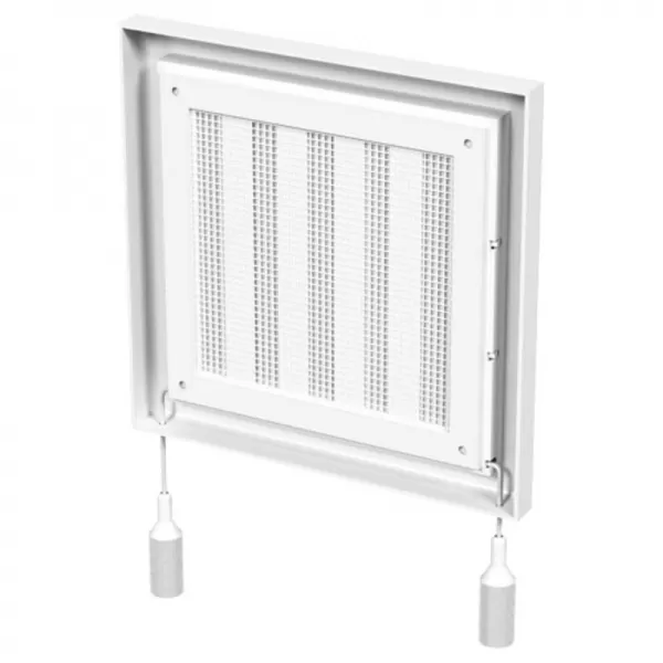 PVC mřížka bez příruby s mechanicky ovládanou žaluzií 154x154 mm, bílá DALAP 9703