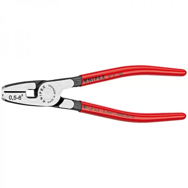 Lisovací kleště na koncové dutinky s čelním zaváděním Knipex 97 81 180