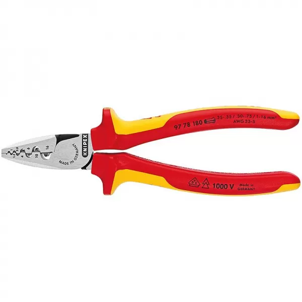 Lisovací kleště na koncové dutinky s čelním zaváděním Knipex 97 78 180