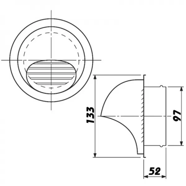 Nerezová větrací mřížka s přírubou, krytem a síťkou Ø 100 mm DALAP 99332