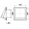 Nerez větrací mřížka čtvercová se stříškou, přírubou a klapkou 167x167 mm / Ø 150 mm DALAP 99338