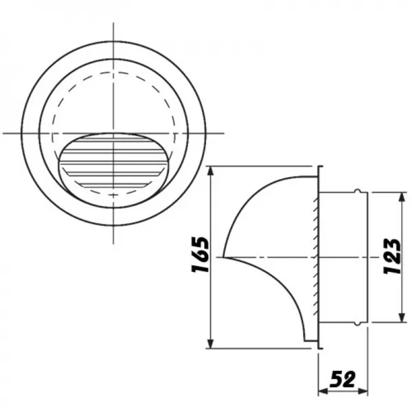 Nerezová větrací mřížka s přírubou, krytem a síťkou Ø 125 mm DALAP 99333