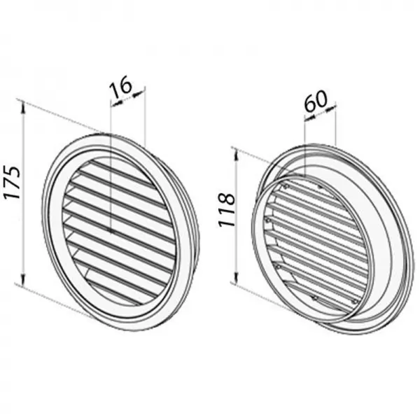 Nerez větrací mřížka s přírubou a síťkou proti hmyzu Ø 125 mm DALAP 99489