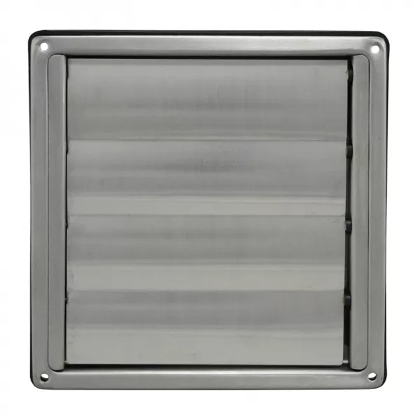 Větrací mřížka nerezová s přírubou a samotížnou žaluzií 149x149 mm, Ø 100 mm DALAP 99480