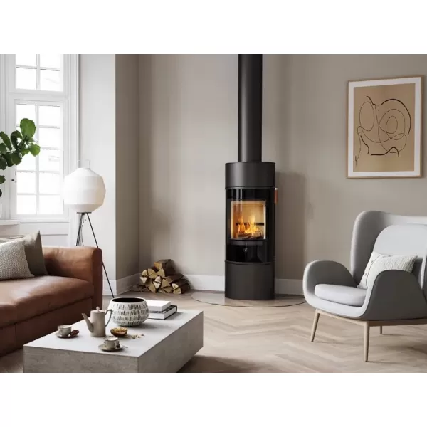 Krbová kamna skleněná dvířka, černá klička SCAN 84-1 MODERN černý lak