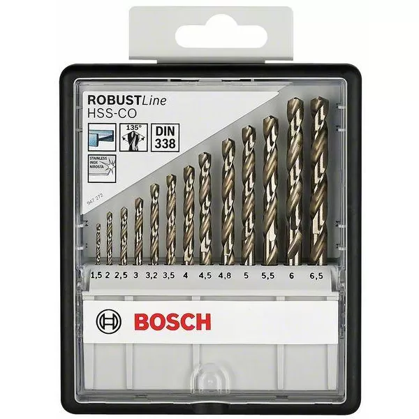 Sada vrtáků do kovu Robust Line HSS-Co, 13dílná 1,5; 2; 2,5; 3; 3,2; 3,5; 4; 4,5; 4,8; 5; 5,5; 6; 6,5 mm Bosch 2607019926