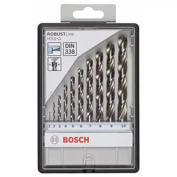 Sada vrtáků do kovu Robust Line HSS-G, 10dílná, 135° 1; 2; 3; 4; 5; 6; 7; 8; 9; 10 mm Bosch 2607010535