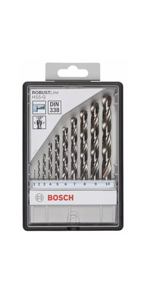 2607010535 Sada vrtáků do kovu Robust Line HSS-G, 10dílná, 135° 1; 2; 3; 4; 5; 6; 7; 8; 9; 10 mm Bosch