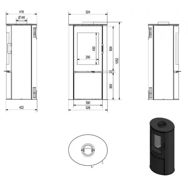 Krbová kamna KRATKI KOZA AB S DR