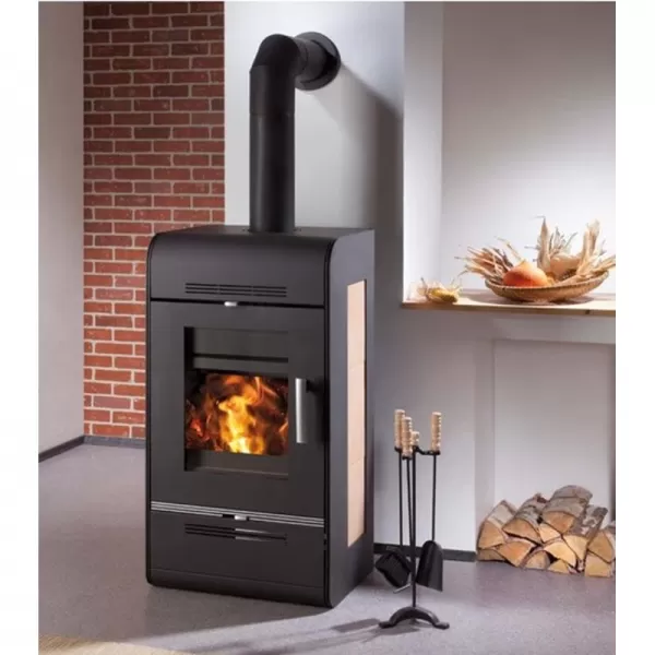 Krbová kamna s výměníkem černá, béžová dlažba Haas+Sohn ADRUS