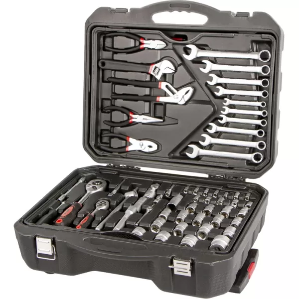 Sada nářadí v plastovém kufru s Gola sadou 1/2" a 1/4" 187 ks AHProfi AH187015