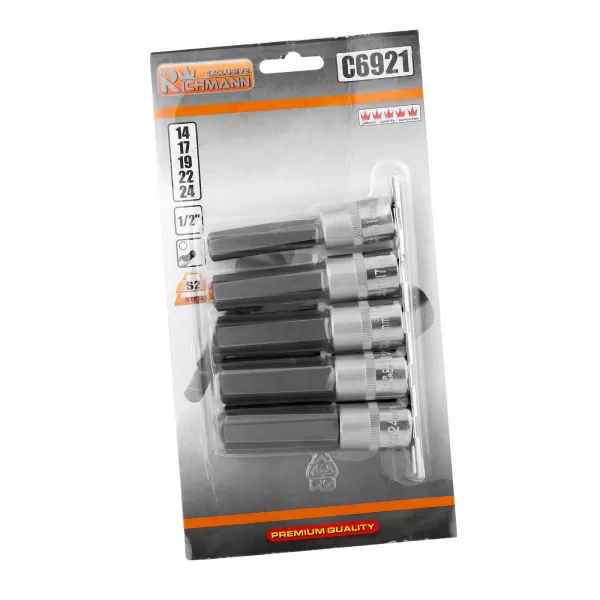 Sada nástavců IMBUS 1/2" 5 dílů 14-24 mm, 100 mm RICHMANN PC6921