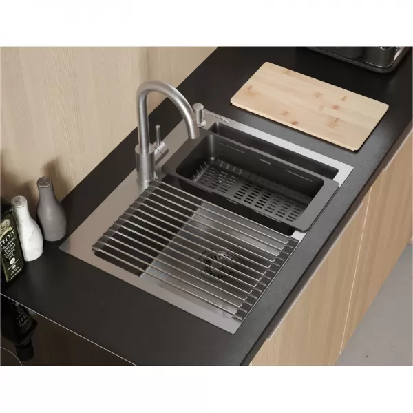 Baterie dřezová/umyvadlová KATE, stojánková, saténová MUSA 831000